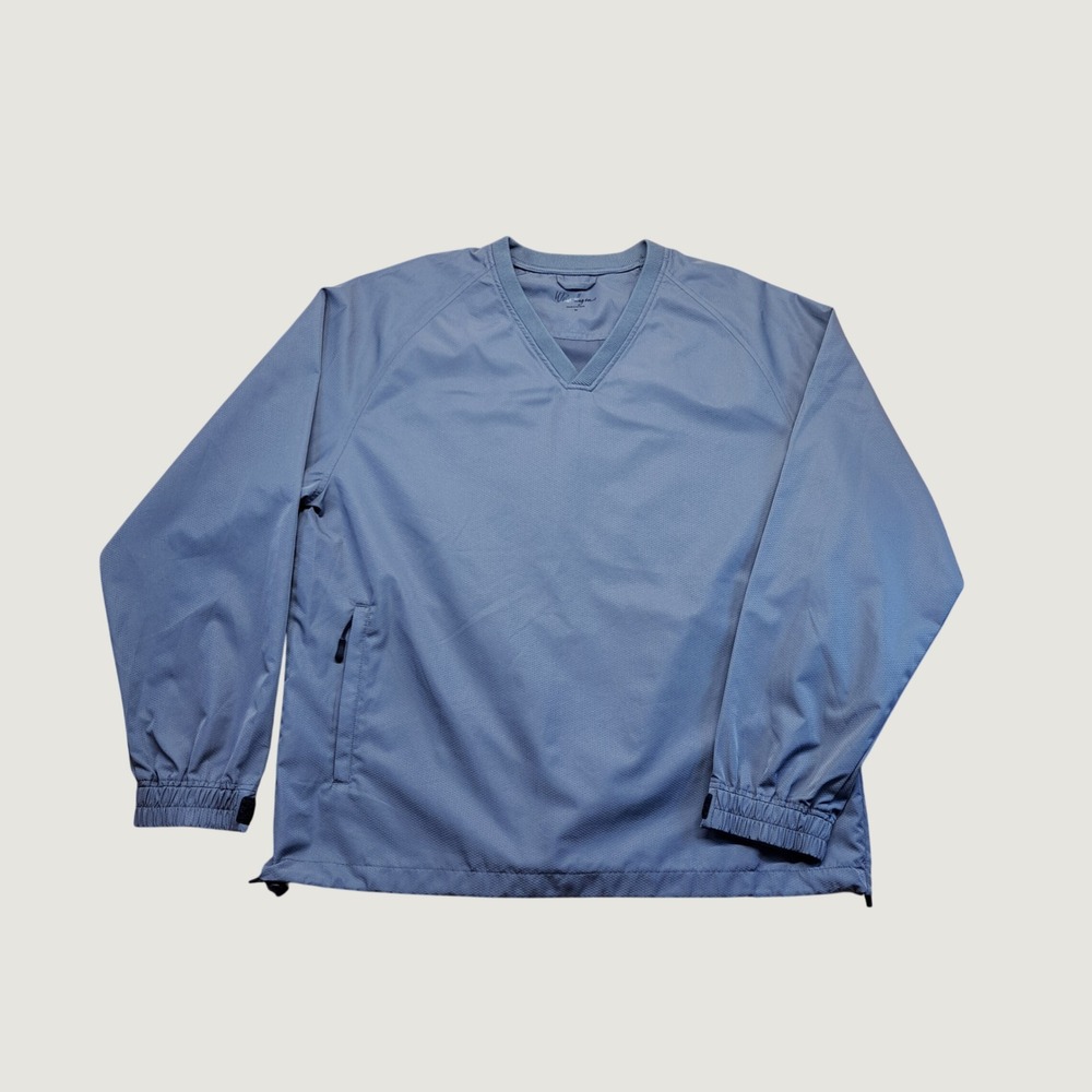 Walter‎ Hagen Windshirt Mens Medium Blue Gray Excellent V-Neck Golf Pullover